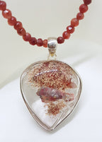 Sterling Silver Large Teardrop Pear Shape Pendant on Bead Chain