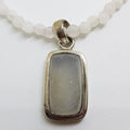 Sterling Silver Rectangular Druzy Pendant on Gemstone Bead Chain