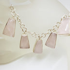 Sterling Silver 5 Drop Rose Quartz Necklace / Chain