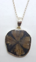 Sterling Silver Large Chiastolite / Cross Stone Pendant on Chain
