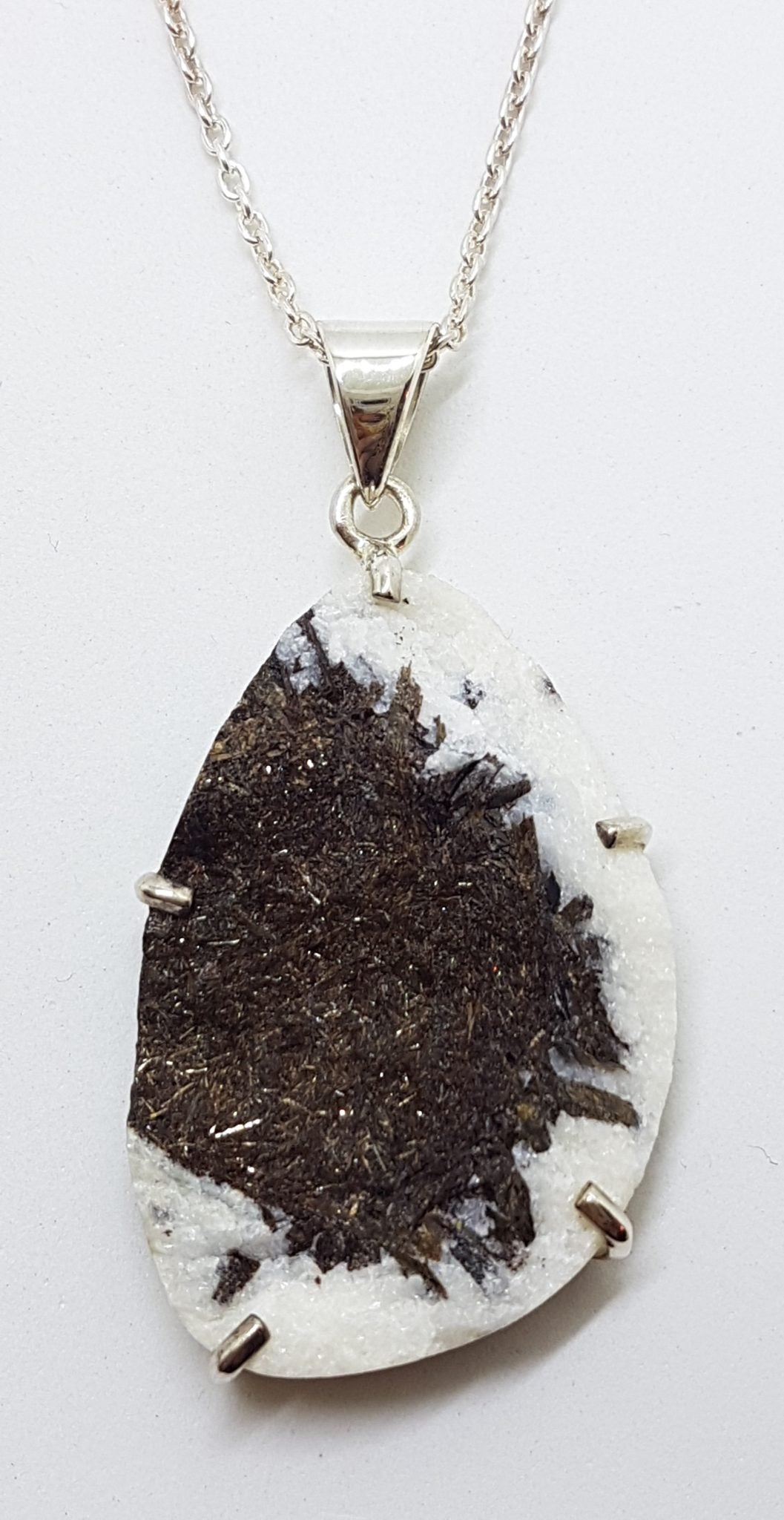Sterling Silver Large Astrophyllite Pendant on Silver Chain