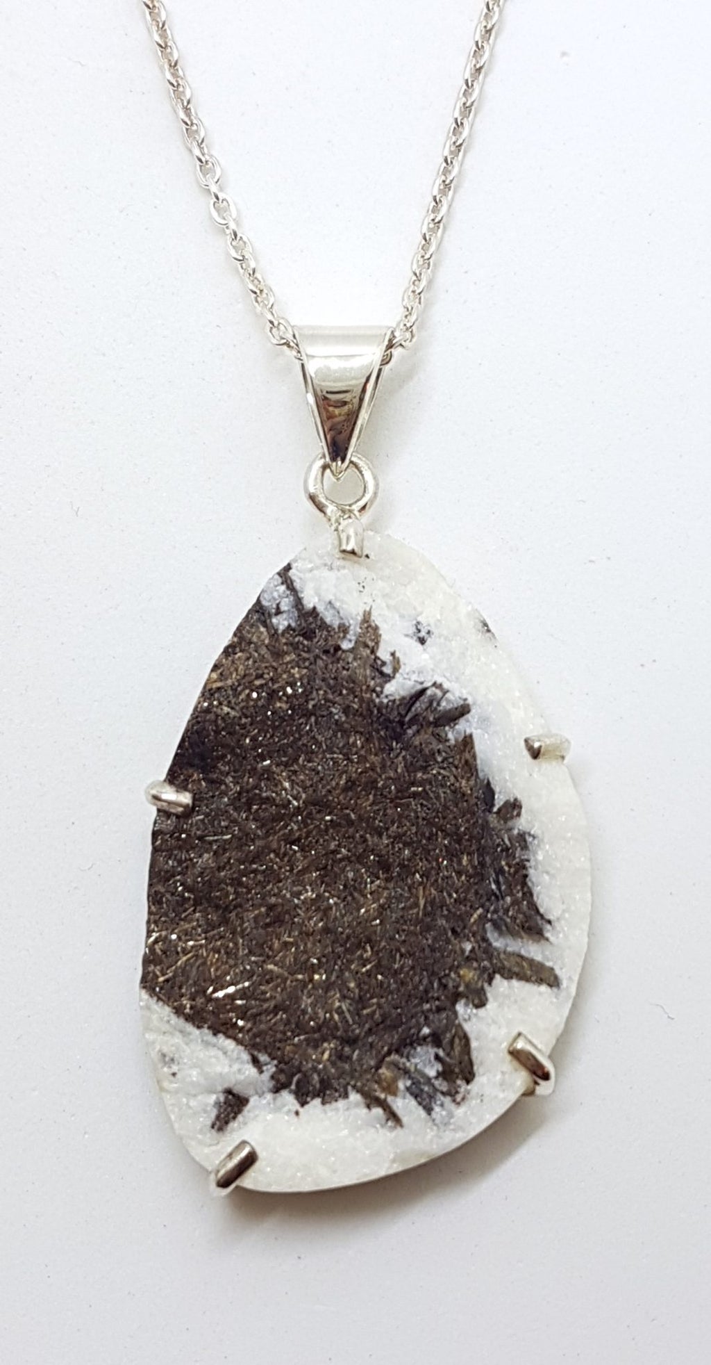 Sterling Silver Large Astrophyllite Pendant on Silver Chain
