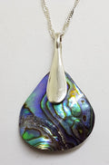 Sterling Silver Paua Shell Teardrop Shape Pendant on Silver Chain
