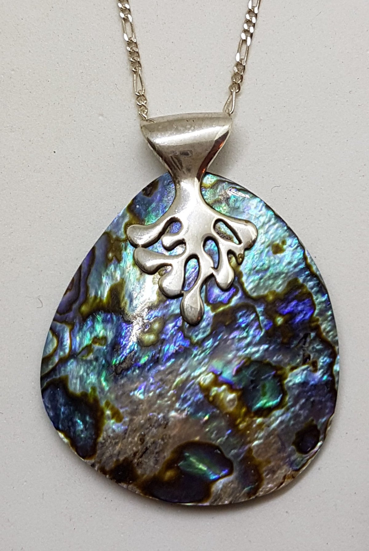 Sterling Silver Tree of Life Paua Shell Pendant on Silver Chain