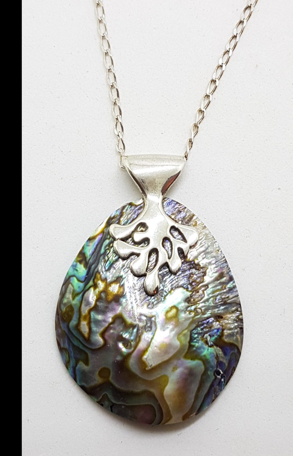 Sterling Silver Tree of Life Paua Shell Pendant on Silver Chain