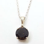 Sterling Silver Round Laser Cut Smokey Quartz Pendant on Silver Chain