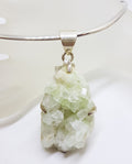 Sterling Silver Large Apophilite Stillbite Pendant on Silver Choker Chain / Necklace