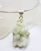 Sterling Silver Large Apophilite Stillbite Pendant on Silver Choker Chain / Necklace