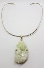 Sterling Silver Large Apophilite Stillbite Pendant on Silver Choker Chain / Necklace