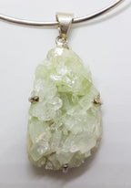 Sterling Silver Large Apophilite Stillbite Pendant on Silver Choker Chain / Necklace