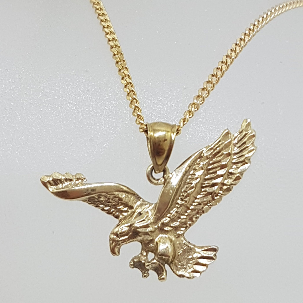 9ct Yellow Gold Large Eagle Pendant on Gold Chain - Harley Davidson