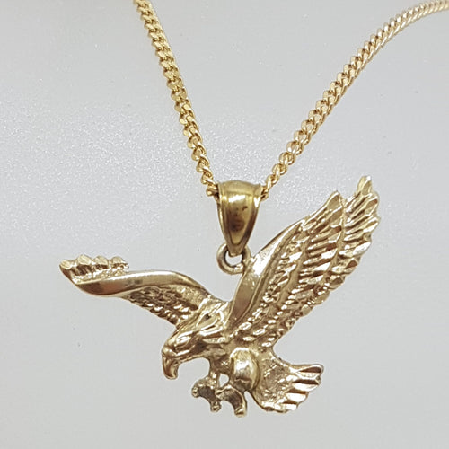 9ct Yellow Gold Large Eagle Pendant on Gold Chain - Harley Davidson