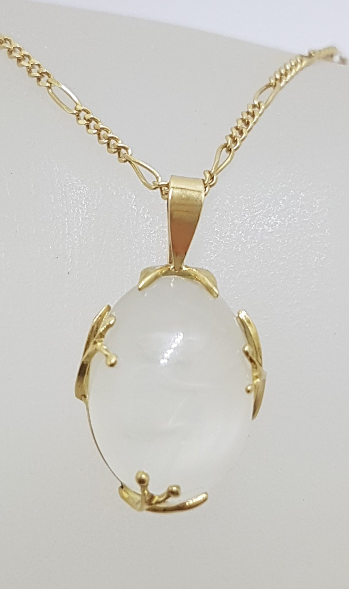 Unique 18ct Yellow Gold Carved Australian Koala in Moonstone Handmade Pendant on Gold Chain