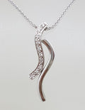 9ct White Gold Diamond Twist Pendant on 9ct Chain