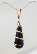 9ct Rose Gold Onyx Twist Drop Pendant on 9ct Chain - Earrings also available