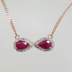 9ct Rose Gold Diamond &amp; Ruby Infinity Collier Necklace / Chain