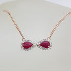9ct Rose Gold Diamond &amp; Ruby Infinity Collier Necklace / Chain