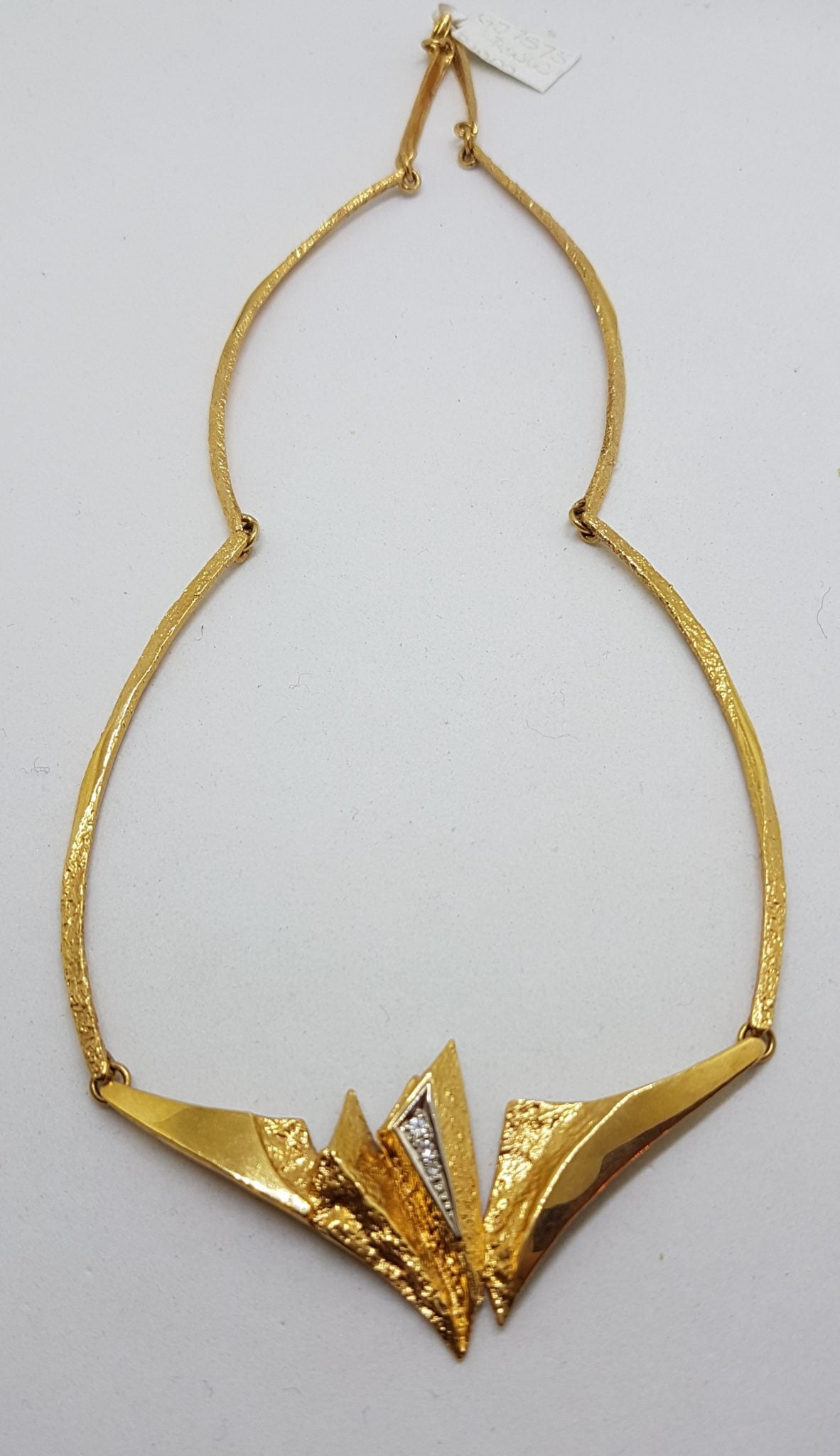 18ct Yellow Gold Designer Necklace set with Diamonds in Original Box