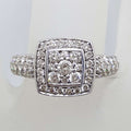 9ct White Gold Square Cluster Diamond Engagement / Dress Ring