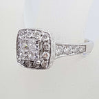 14ct White Gold Square High Set Ornate Cluster Diamond Engagement / Dress Ring