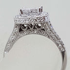 14ct White Gold Square High Set Ornate Cluster Diamond Engagement / Dress Ring
