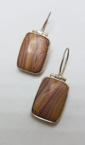 Sterling Silver Large Rectangular Rainbow Hickoryte Drop Earrings