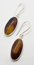 Sterling Silver Large Oval Bezel Set Mookaite Drop Earrings