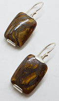 Sterling Silver Large Rectangular Tiger Iron Drop Earrings