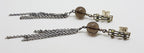 Sterling Silver Very Long Smokey Quartz and Peridot Tassel Drop Earrings