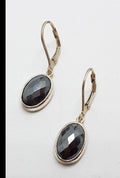 Sterling Silver Faceted Oval Hematite Iron Ore Drop Earrings