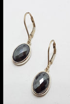Sterling Silver Faceted Oval Hematite Iron Ore Drop Earrings