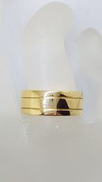 18ct Yellow Gold Line Patterned Wide Wedding Band Ring - Gents / Ladies