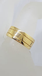 18ct Yellow Gold Line Patterned Wide Wedding Band Ring - Gents / Ladies