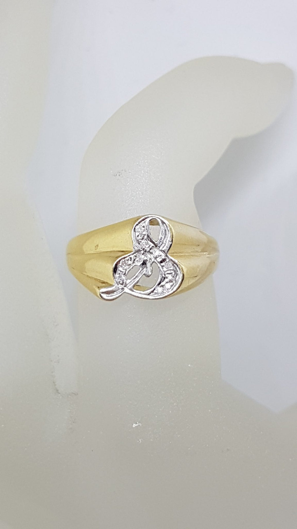 14ct Yellow Gold Diamond Ampersand " & "  Ring - Vintage