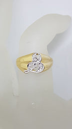 14ct Yellow Gold Diamond Ampersand " & "  Ring - Vintage