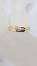 9ct Yellow Gold 5 Diamond Band Ring - Ladies / Gents Ring - Wedding Band Style