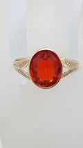 9ct Rose Gold Oval Orange Stone Gents Ring - Antique / Vintage