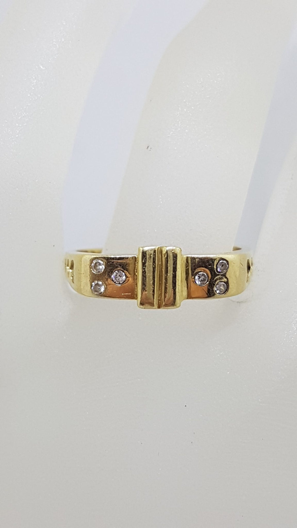 14ct Yellow Gold Cubic Zirconia Design Ring – Vintage – Large Size
