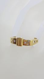 14ct Yellow Gold Cubic Zirconia Design Ring – Vintage – Large Size