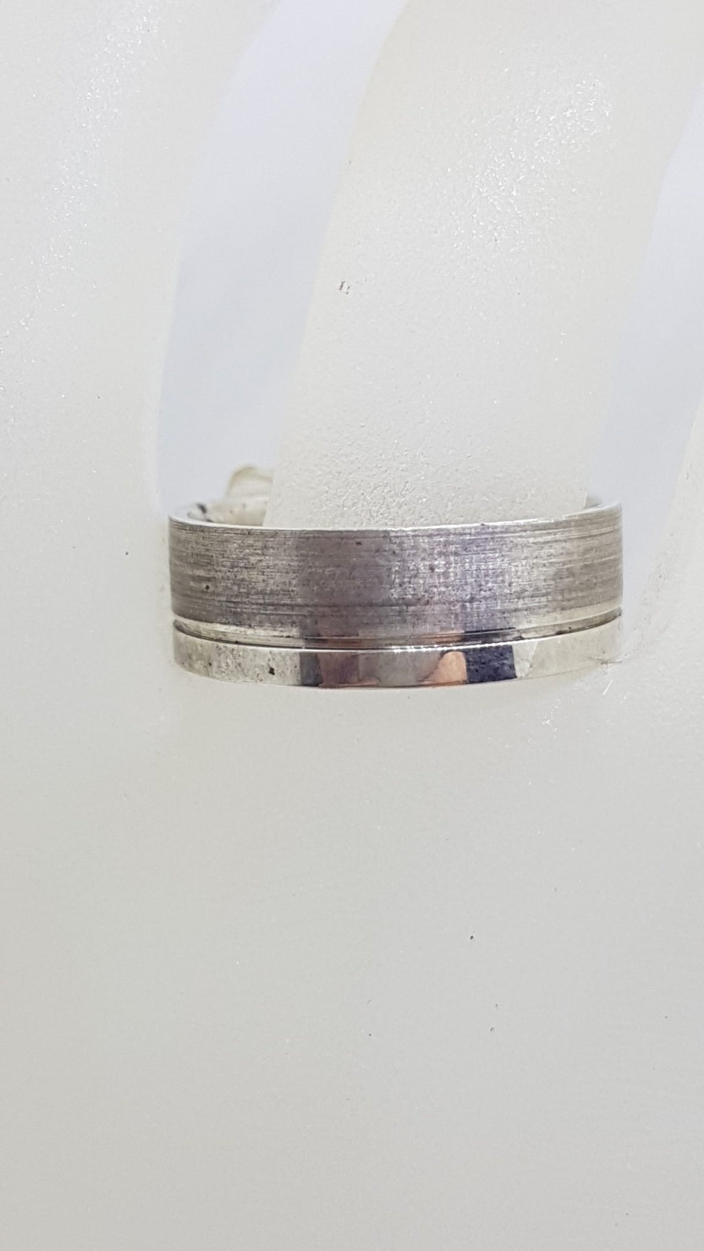 Sterling Silver Plain and Matte Pattern Wedding Band Ring - Gents / Ladies