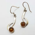 Sterling Silver Natural Baltic Amber Curved Drop Earrings
