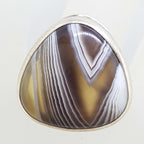 Sterling Silver Large Triangular Shape Bezel Set Agate Ring