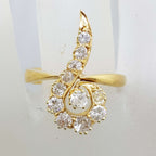 Antique 22ct Yellow Gold Large Diamond Twist Cluster Ring - Hallmarked London 1897