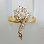 Antique 22ct Yellow Gold Large Diamond Twist Cluster Ring - Hallmarked London 1897
