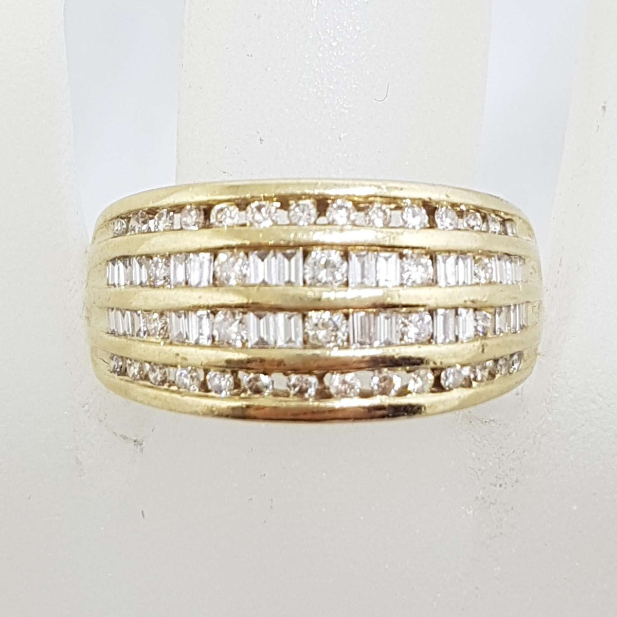 9ct Yellow Gold Wide Channel Set Diamond Ring