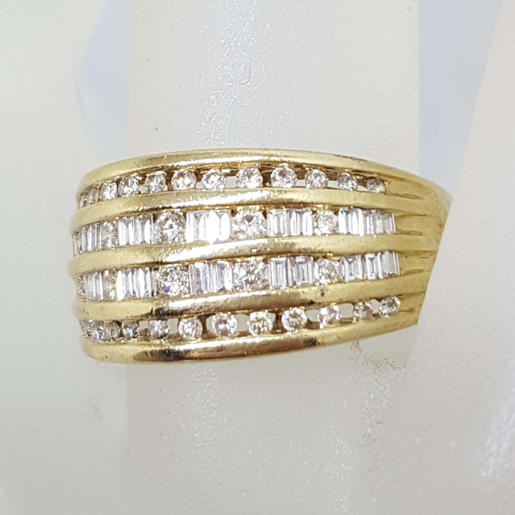9ct Yellow Gold Wide Channel Set Diamond Ring