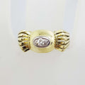 14ct Yellow Gold Solitaire Diamond in Bow Shape Ring - Antique / Vintage