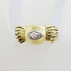 14ct Yellow Gold Solitaire Diamond in Bow Shape Ring - Antique / Vintage