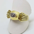 14ct Yellow Gold Solitaire Diamond in Bow Shape Ring - Antique / Vintage
