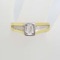 18ct Yellow Gold & Platinum High Set Baguette Solitaire Diamond Ring - Antique / Vintage